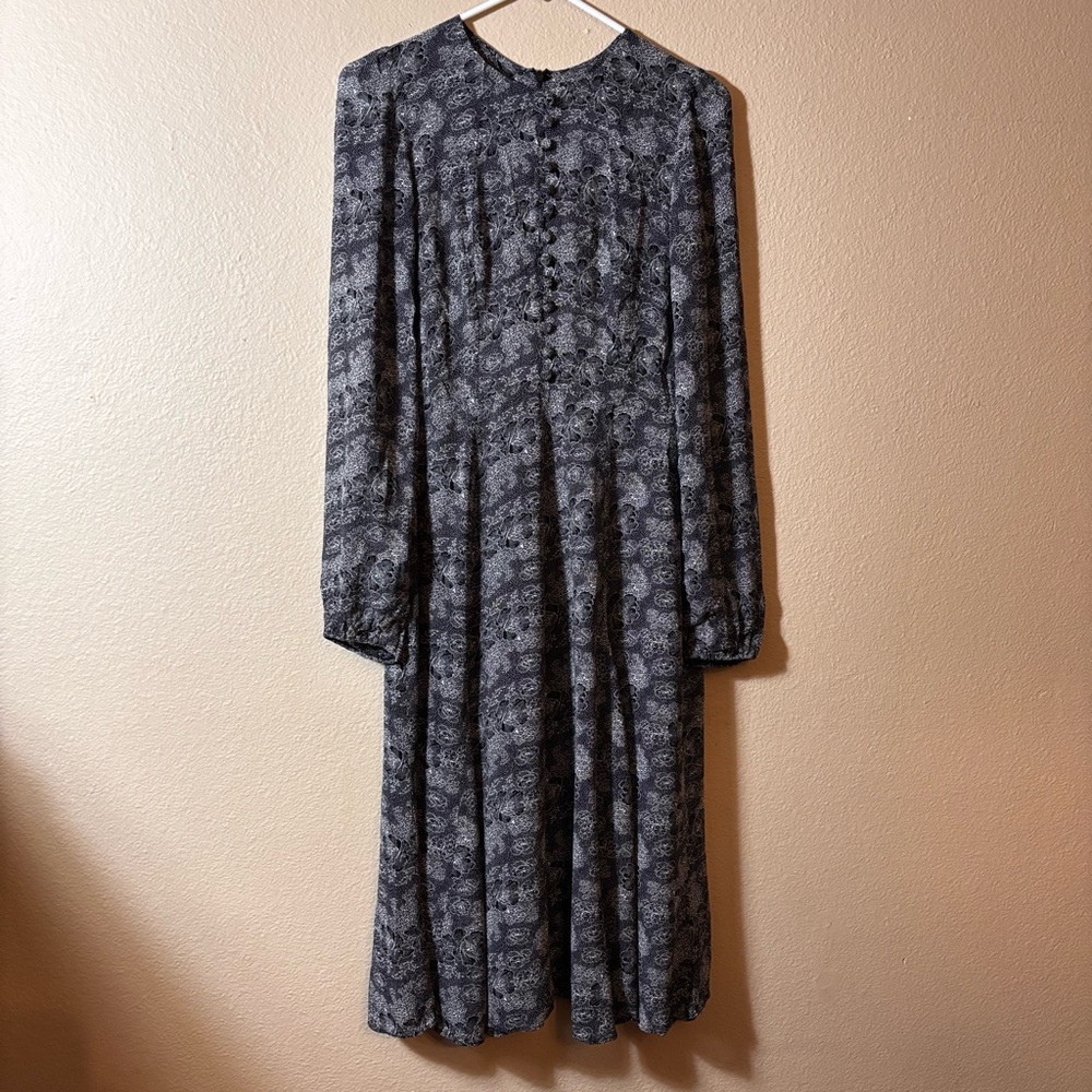 Reformation Haneli Black Floral Long Sleeve Midi Dress 4